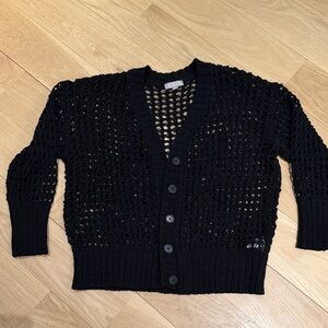 J. Crew Black Open-Weave Button Cardigan